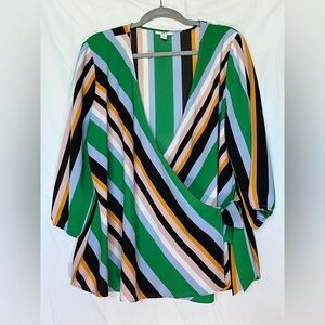 Bar III Vibrant Striped Wrap Blouse